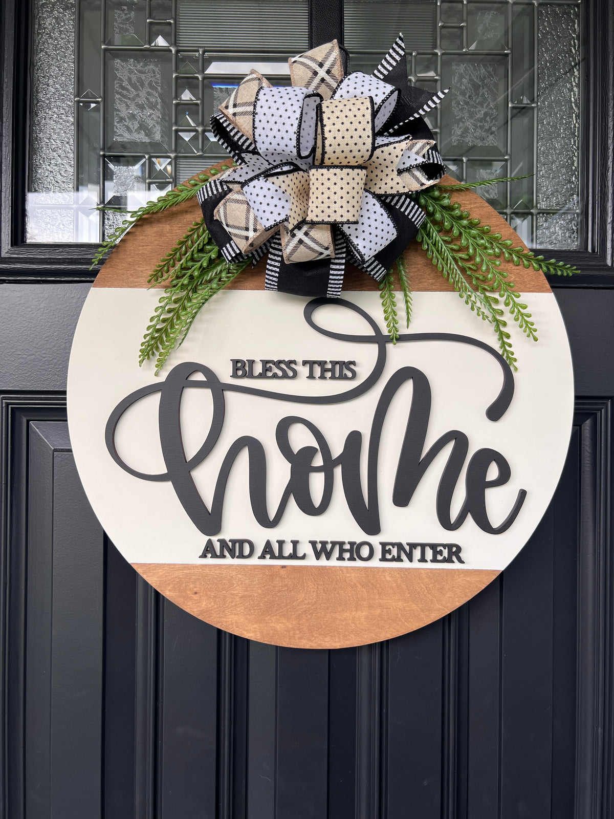 Bless This Home Door Hanger – 18" Wooden Front Door Decor