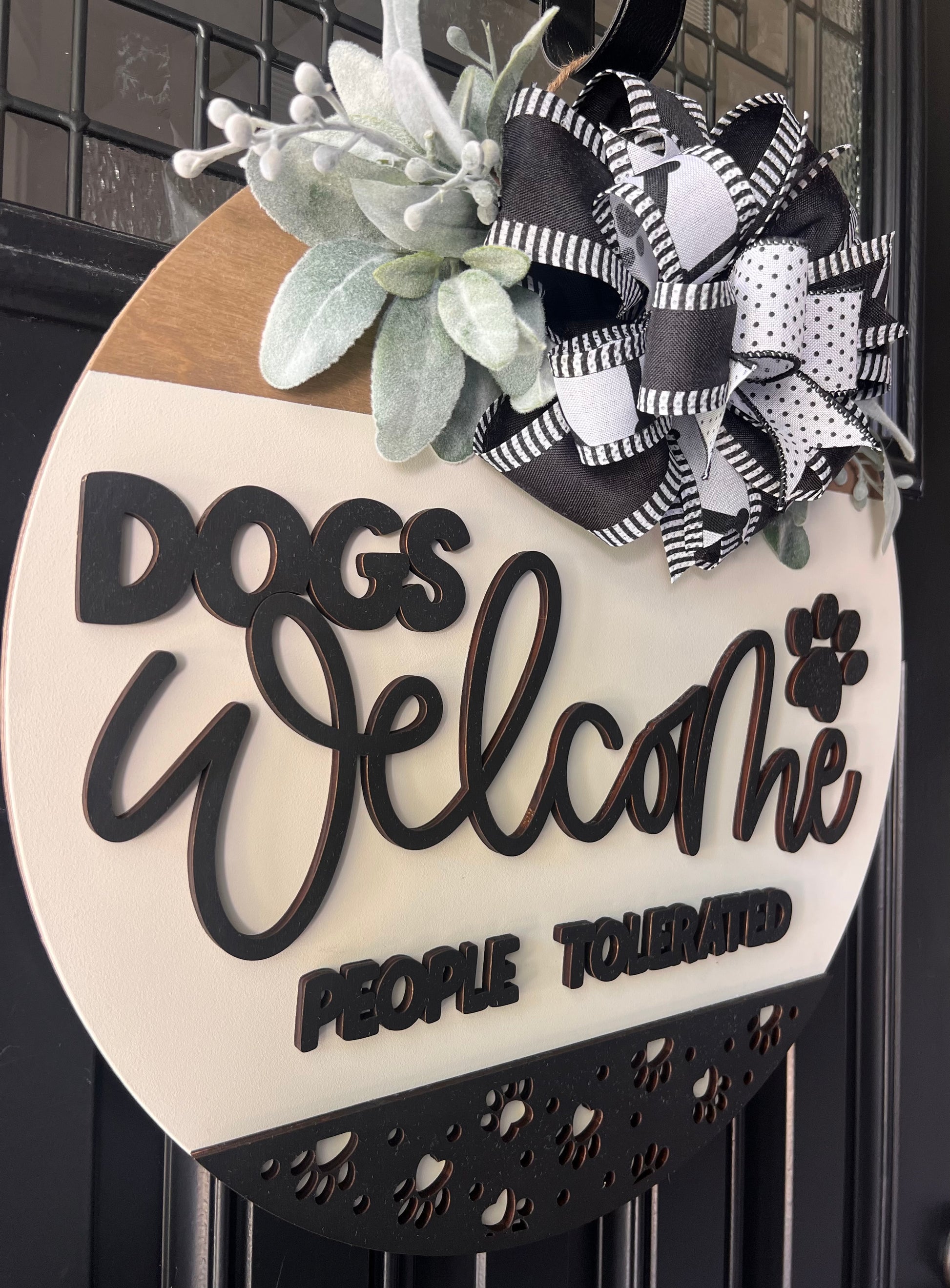 18 inch dog welcome sign laser cut layered wood
