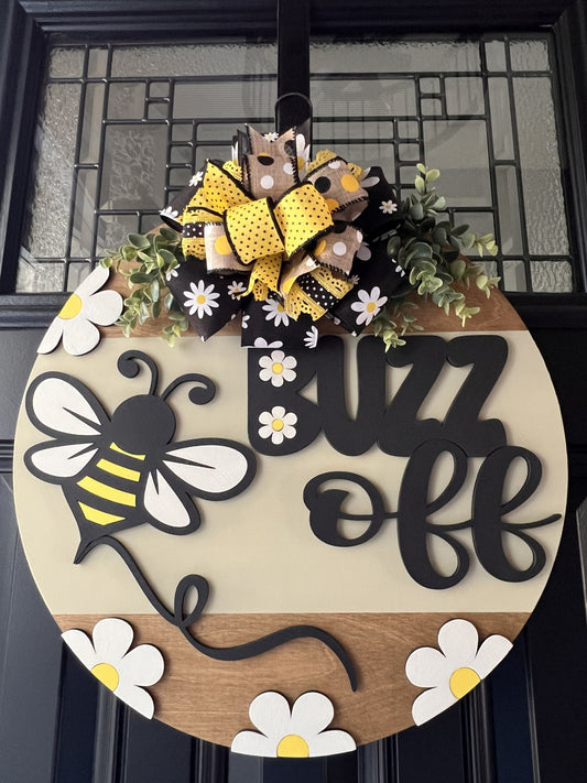 buzz off bee door hanger funny front door sign