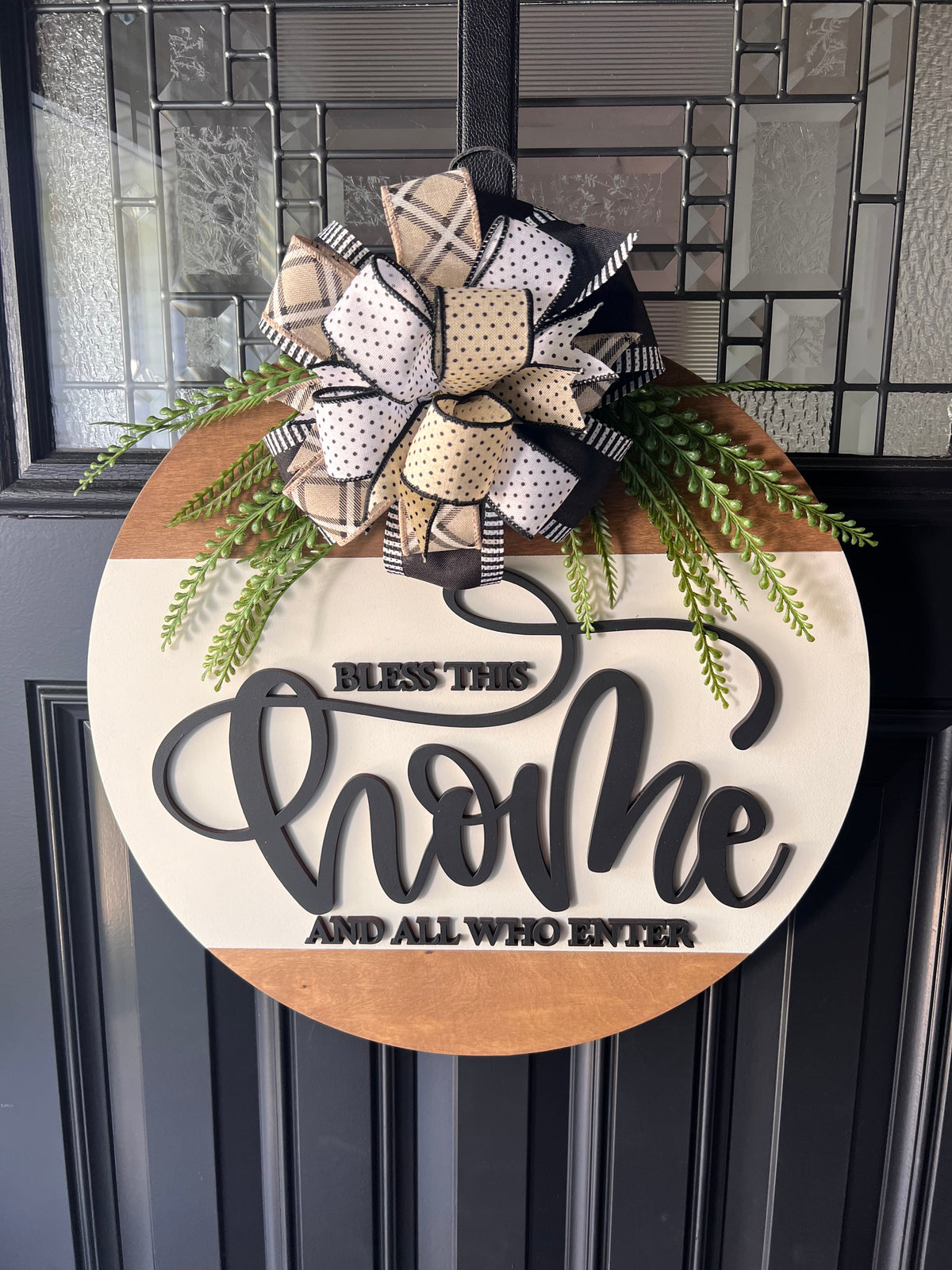 Bless This Home Door Hanger – 18" Wooden Front Door Decor