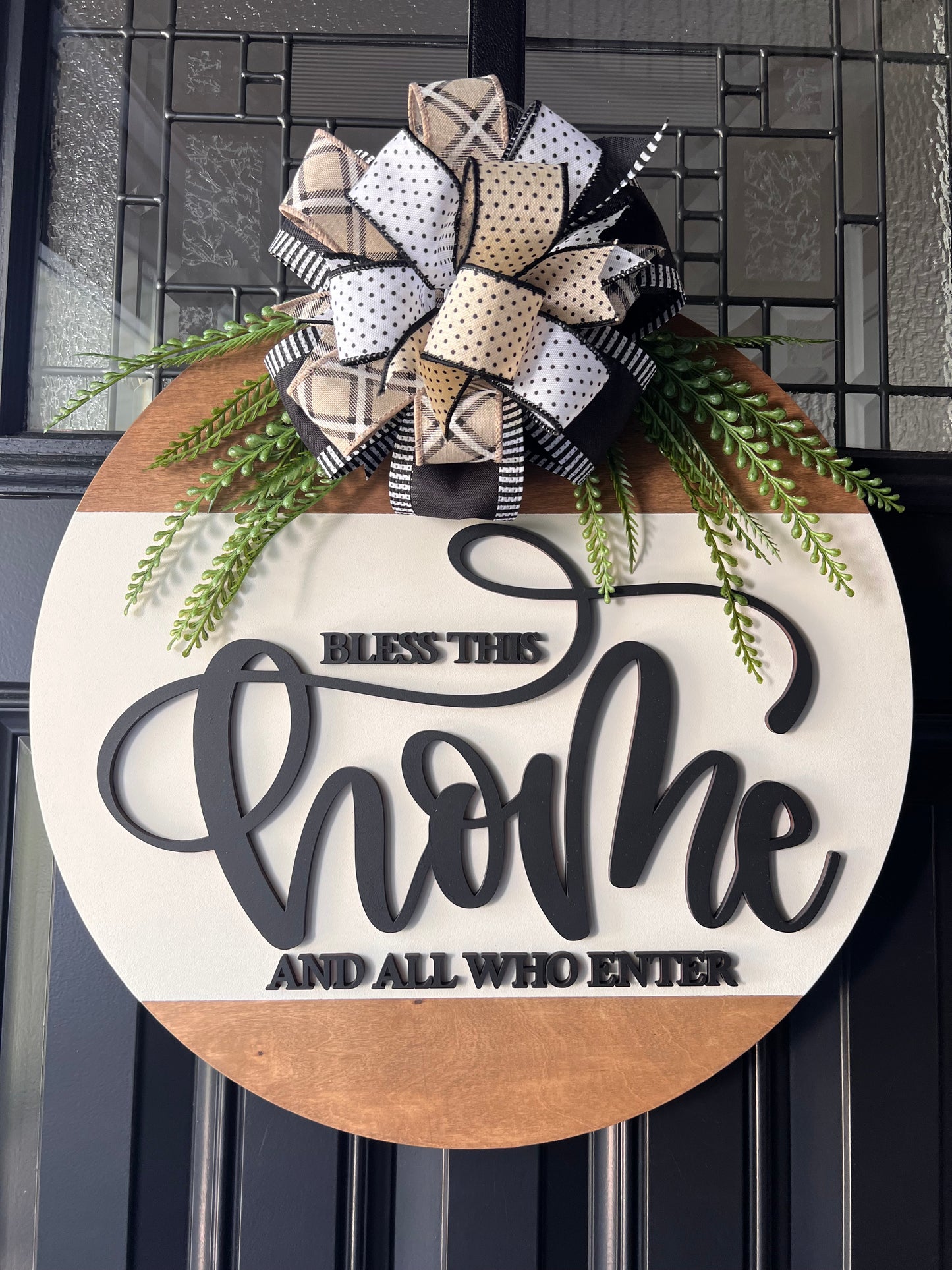 Bless This Home Door Hanger – 18" Wooden Front Door Decor