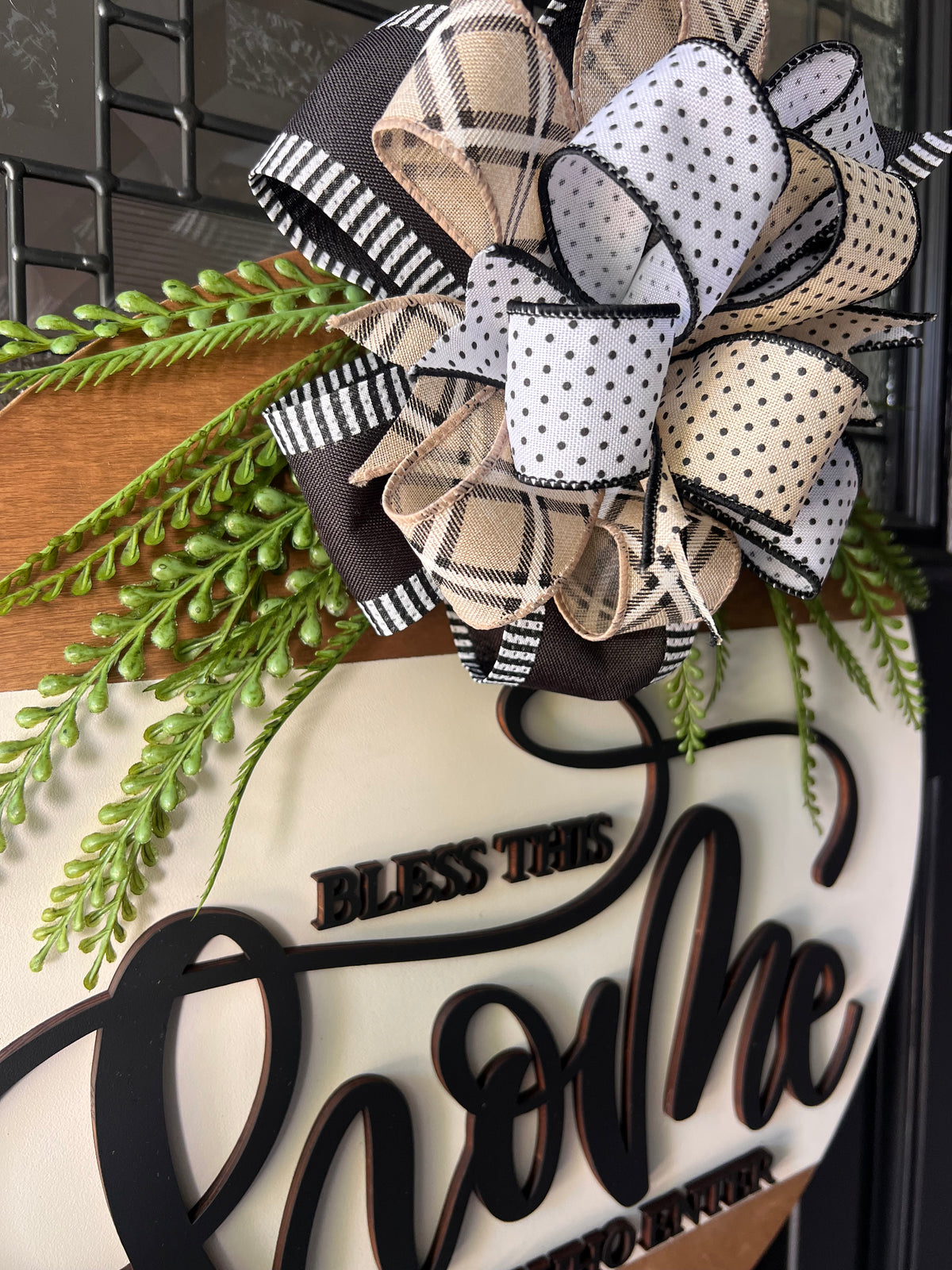 Bless This Home Door Hanger – 18" Wooden Front Door Decor