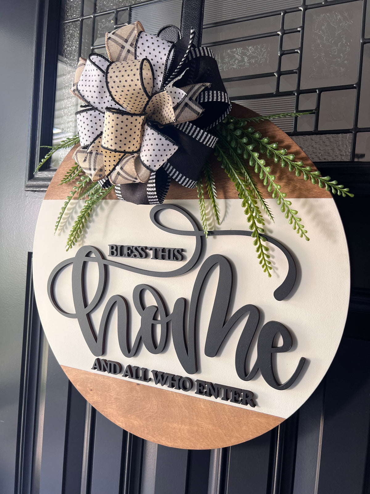 Bless This Home Door Hanger – 18" Wooden Front Door Decor