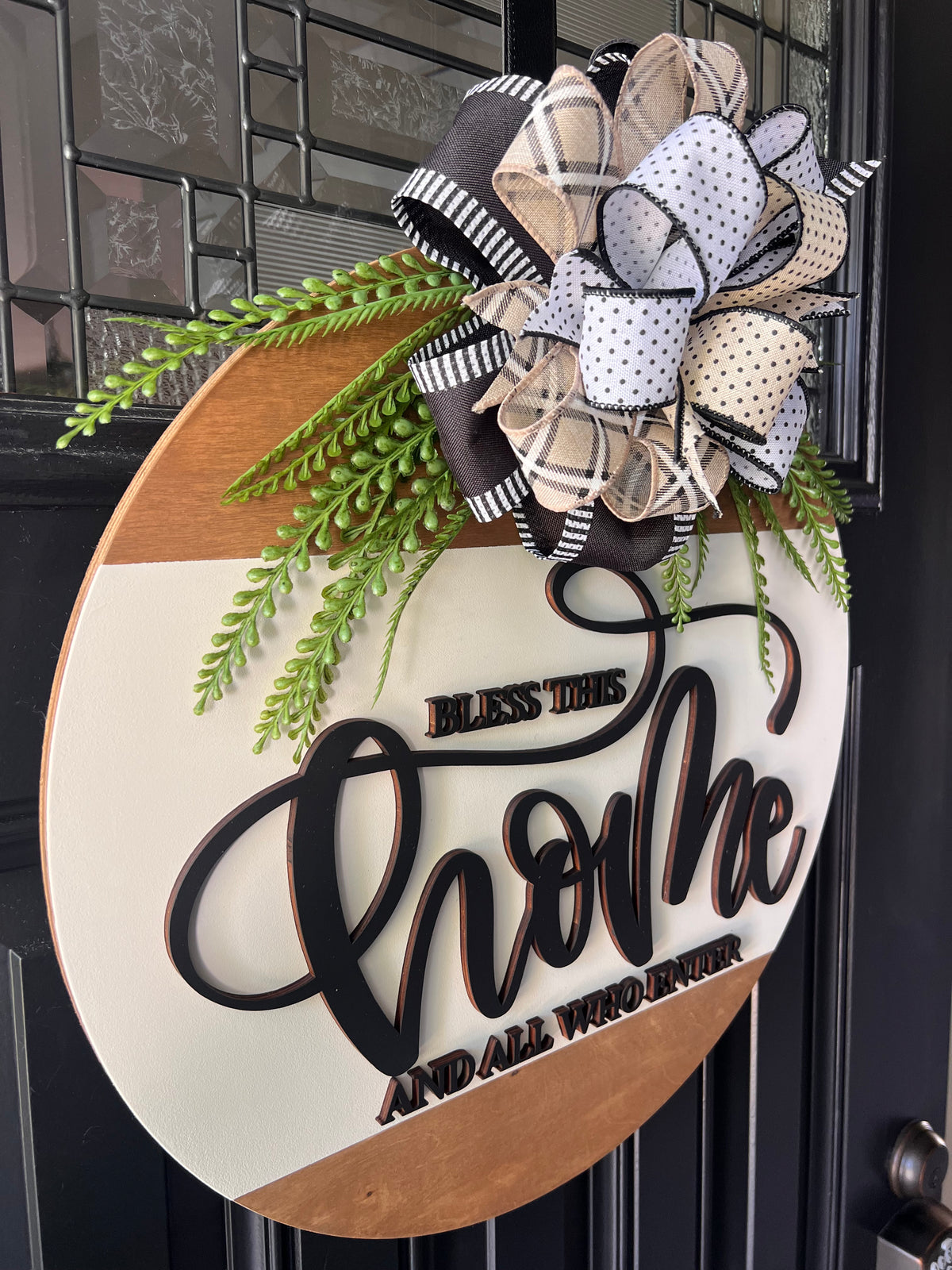 Bless This Home Door Hanger – 18" Wooden Front Door Decor