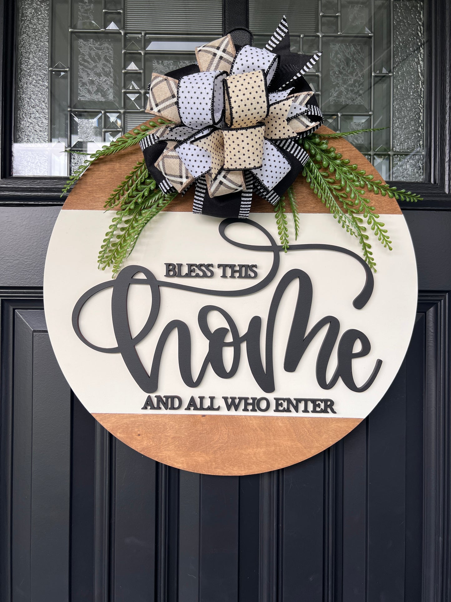 Bless This Home Door Hanger – 18" Wooden Front Door Decor