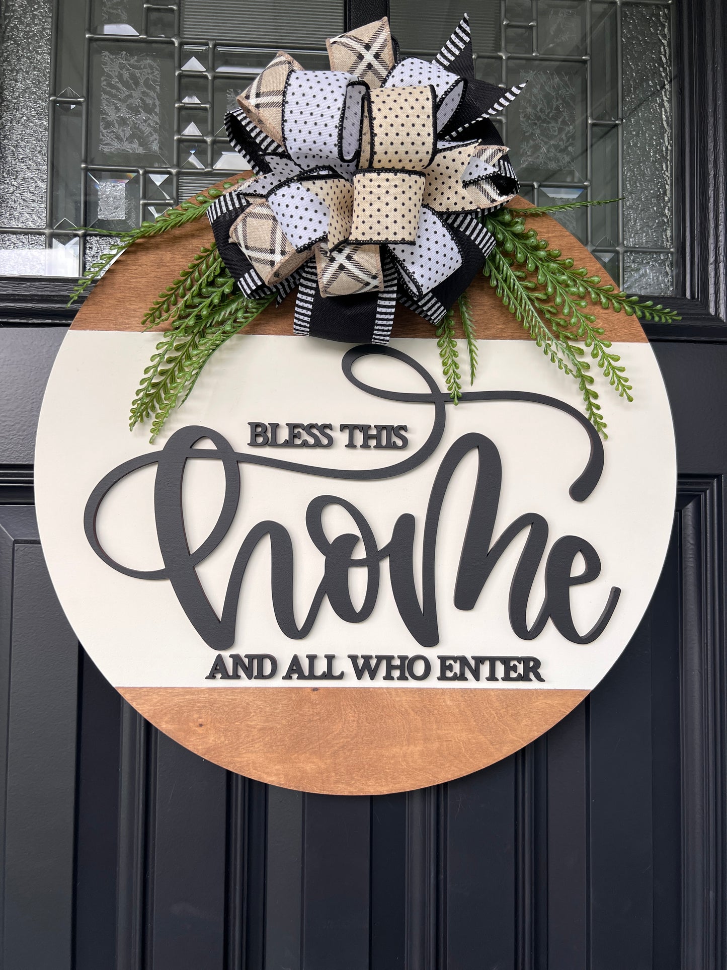 Bless This Home Door Hanger – 18" Wooden Front Door Decor