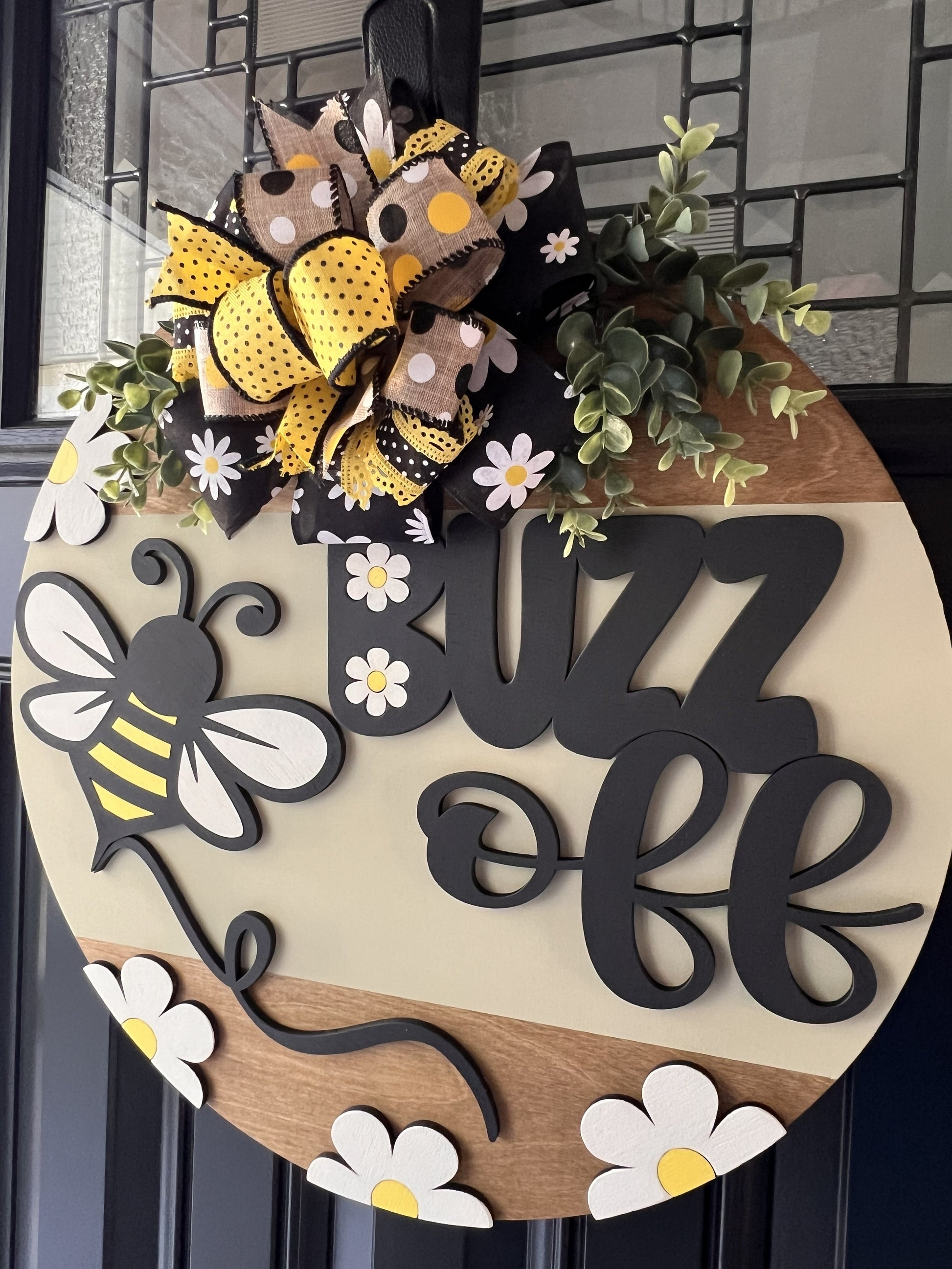 buzz off bee door hanger funny front door sign
