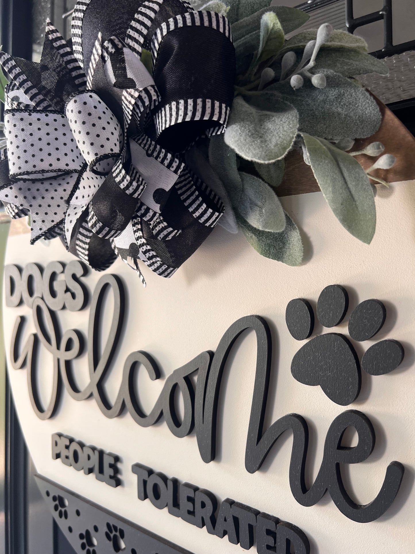 18 inch dog welcome sign laser cut layered wood