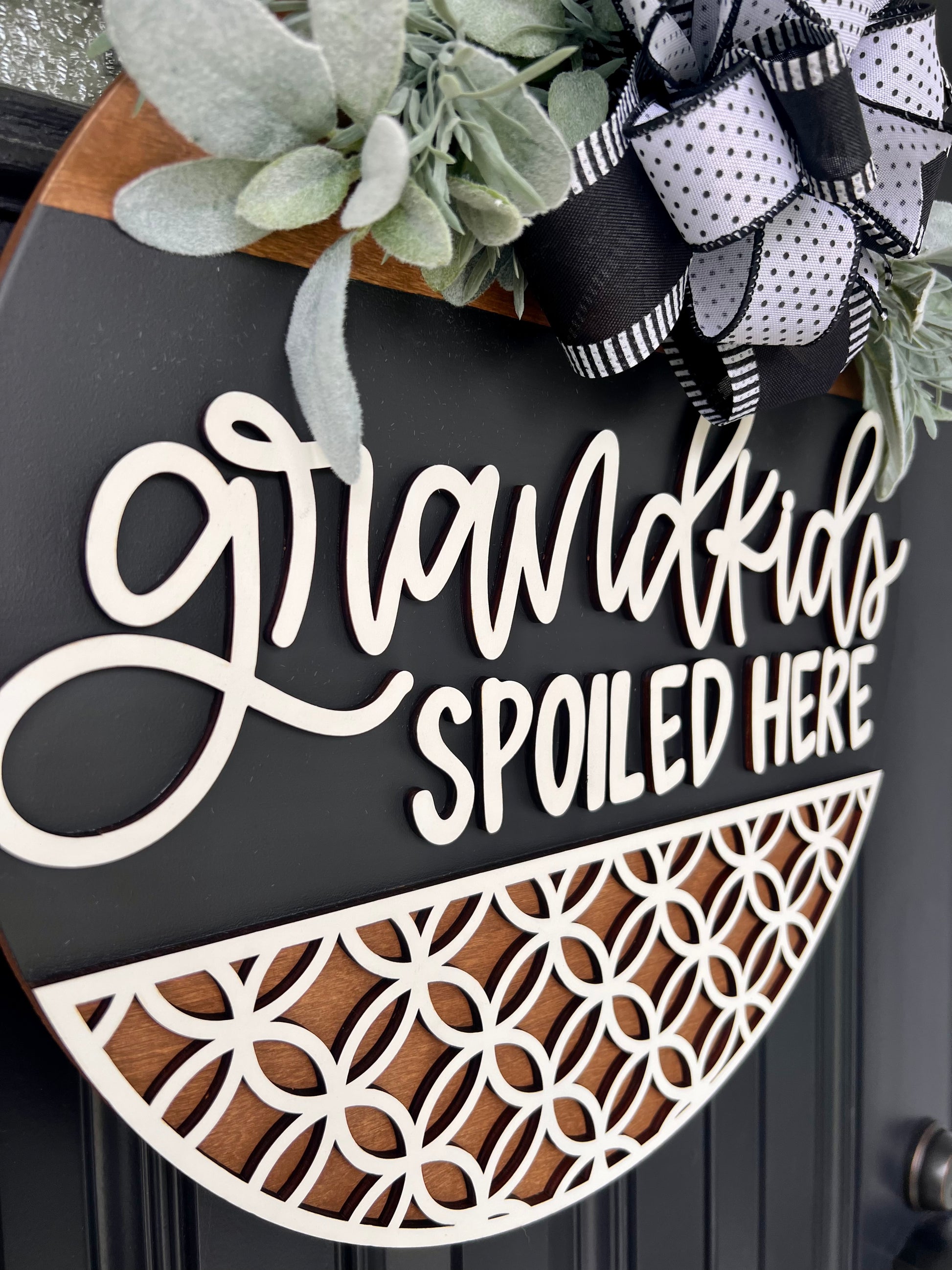 Handmade grandparent porch decor with layered wood lettering