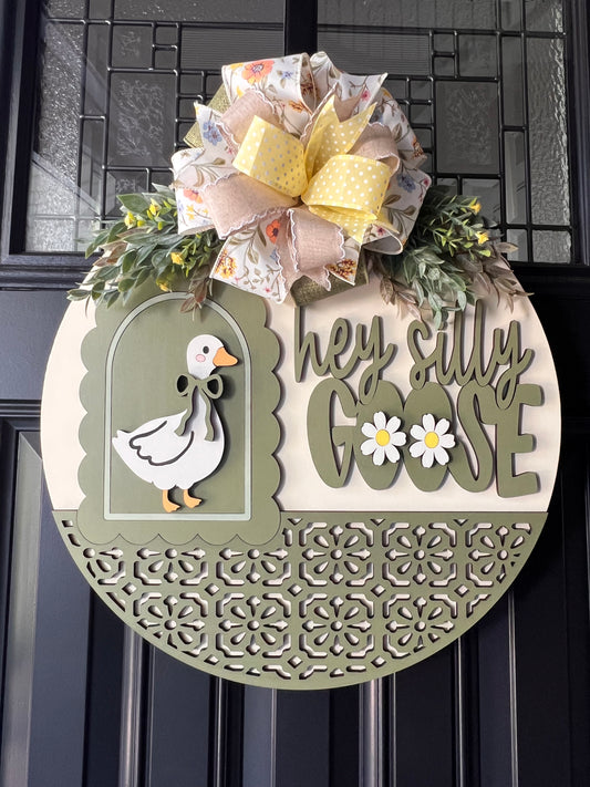 hey silly goose door hanger vintage porch goose decor