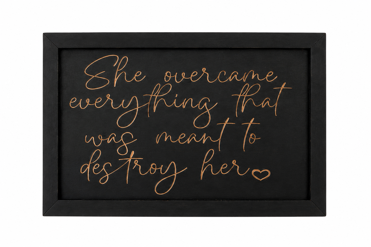 She Overcame Everything wood sign - product flat lay and lifestyle shot