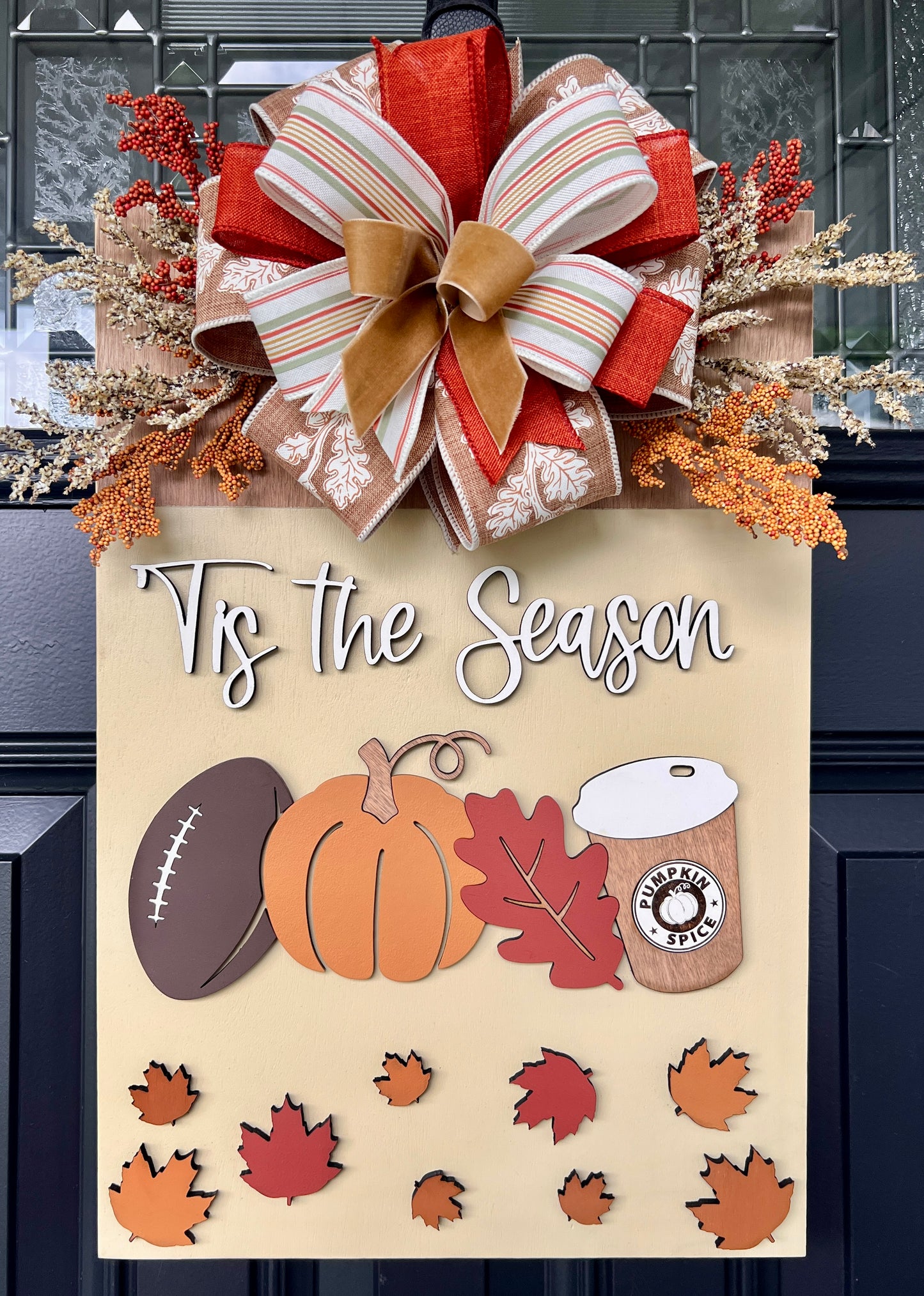 'Tis the Season fall door hanger - angled view