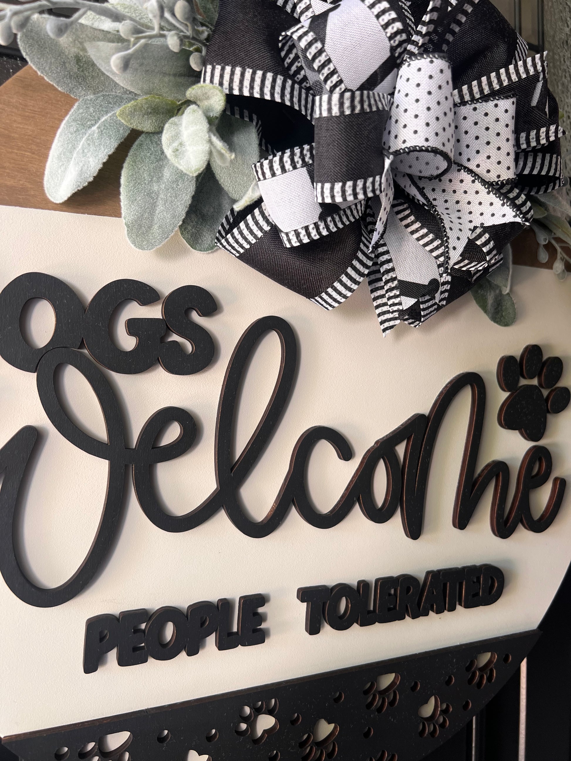 dog lover door hanger farmhouse style black white
