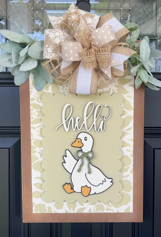 Goose Porch Decor Sign, 12x18 Wood Porch Sign, Farmhouse Goose Door Hanger, Hello Goose Welcome Sign, Summer Front Porch Decor