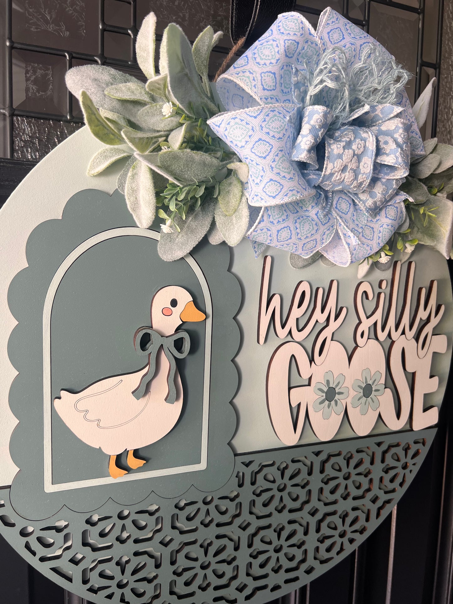 vintage goose front door sign hey silly goose wreath alternative neutral decor